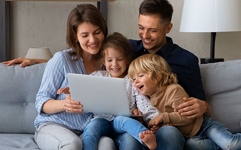 A family renewing their mortgage