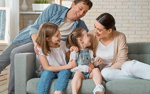 A family excited about a mortgage